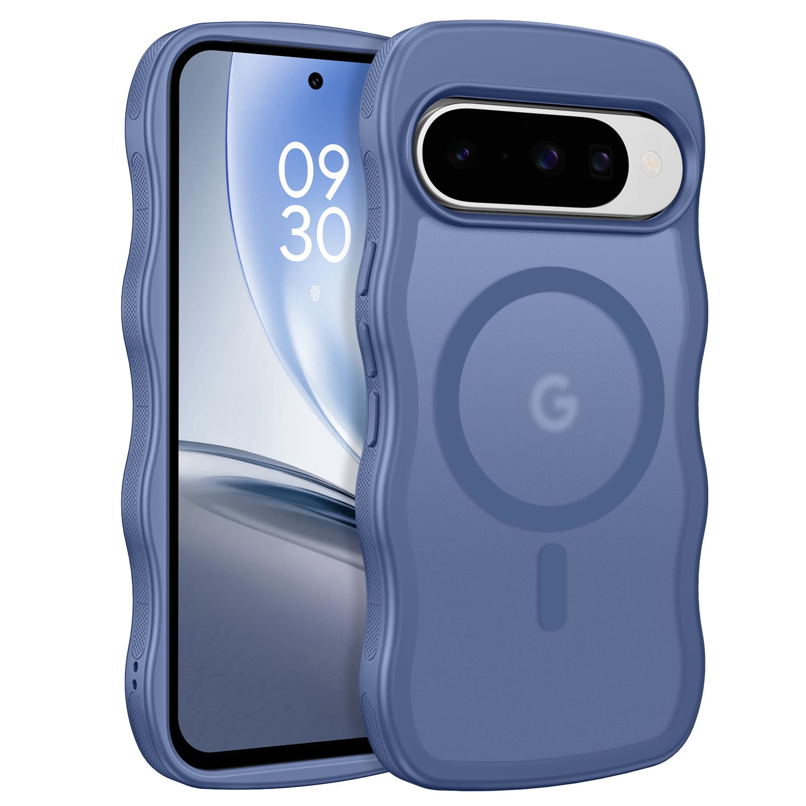 BENTOBEN Magnetic for Google Pixel 10 Case Cute, Curly Wavy Pixel10 Case [Compatible with MagSafe], Anti-Slip Shockproof Matte Slim Women Girls Boys Phone Cover for Google 10 6.3", Sierra Blue
