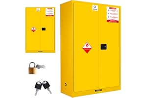 KQZZIV 60 Gallon Flammable Storage Cabinet, 65x43x18in Galvanized Steel Safety Storage Cabinet, Adjustable Shelf Fireproof Cabinets, Flammable Liquid Storages Cabinets for Commercial Industrial and Home Use
