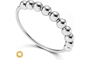 MontoSun 925 Sterling Silver Anti Anxiety Ring Fidget Ring for Women Men Fidget Spinner Relief Ring with Beads Anxiety Spinning Ring (11)