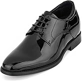 CALTO Men's Invisible Height Increasing Elevator Shoes - Black Patent Leather Lace-up Formal Dress Oxfords - 2.8 Inches Taller - Y7401 - Size 9 D(M) US