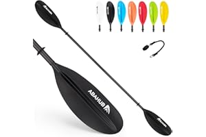 Abahub 1 x Carbon Kayak Paddles, 90.5 Inches Kayaking Oars for Boating, Canoeing with Free Paddle Leash, Carbon Fiber Shaft Black/Blue/Green/Orange/Yellow/White/Red Plastic Blades