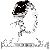 REALSIGN Stylish Metal Bands Compatible with Apple Watch Band 49/46/45/44/42mm 41/40/38mm Women,Cuban Chain Band with Bling Cute Key Love Charms Pendants for iWatch Series 11 10 9 8 7 6 5 4 SE/Ultra 3 2 1