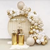 Netnology White Gold Balloons Arch Kit 185pcs Nude White Gold Decor view 5