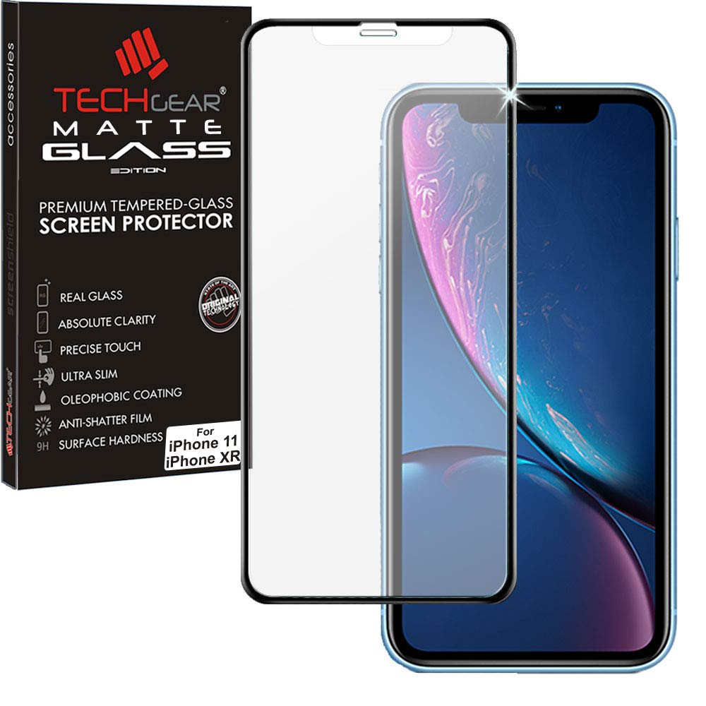 TECHGEAR Anti Glare Screen Protector for iPhone 11, iPhone XR - MATTE 3D GLASS Edition Genuine Tempered Glass Full Screen Protector Guard Cover Compatible with Apple iPhone 11, iPhone XR 6.1"