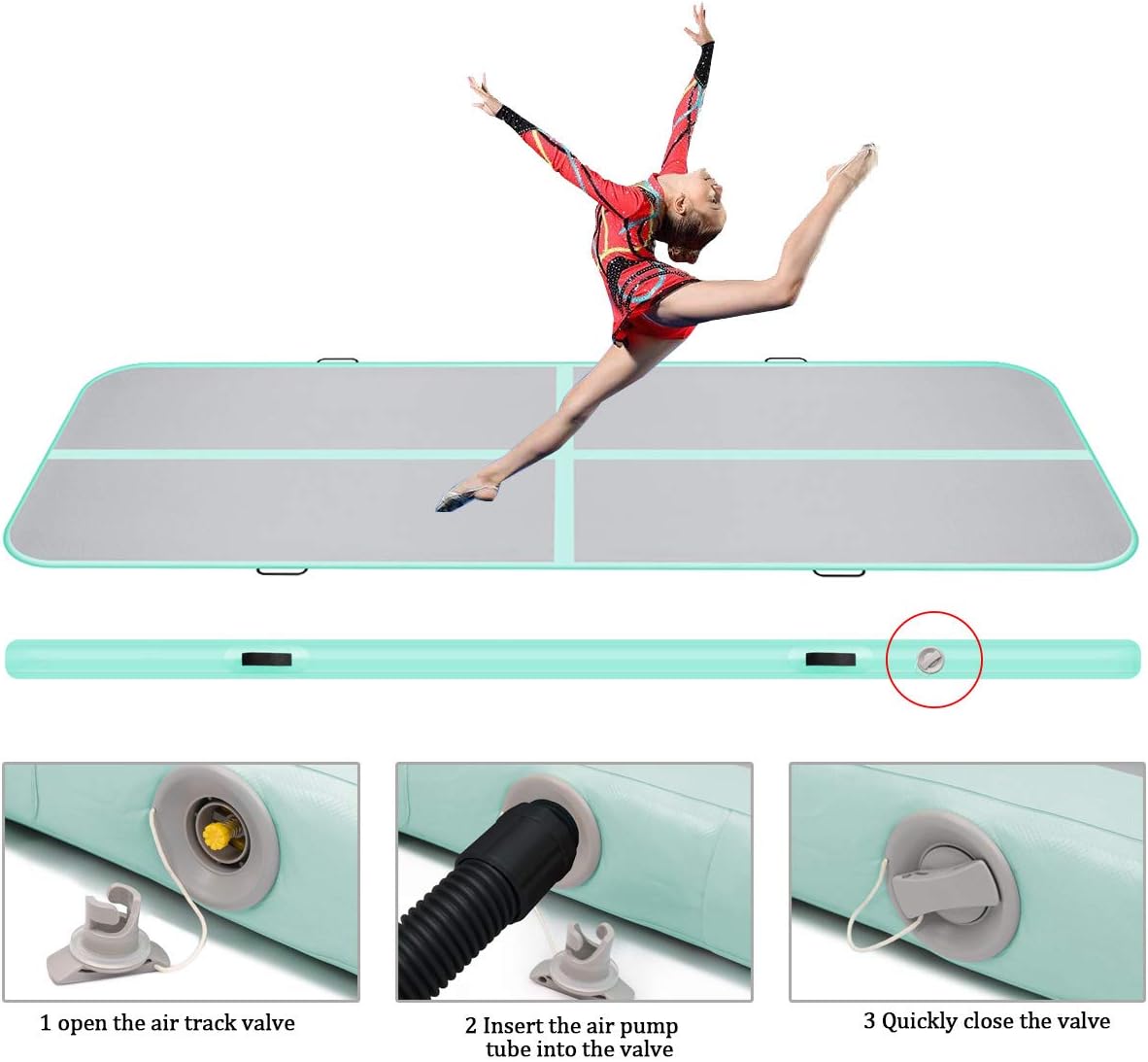 MILAZUL Air Track 10ft Inflatable Gymnastics Mat Airtrack Tumbling Mats Thickness 4 inches for Home Use/Gym/Yoga/Training/Cheerleading/Outdoor/Beach/Park/Water/Kid with Electric Air Pump Carry Bag : Sports & Outdoors