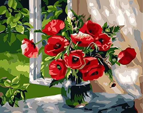 DIY Oil Painting by Number Kit for Adult/Children DIY Wall Decor Ingenious Decorations Gifts Idea 16 x 20 Inches Flowers