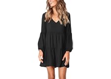 Amoretu Women Summer Tunic Dress V Neck Casual Loose Flowy Swing Shift Dresses