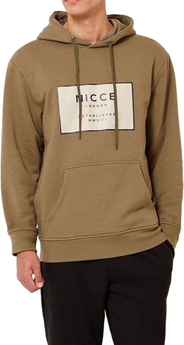 Nicce Mens Mens Box Logo Hoody in Khaki - M