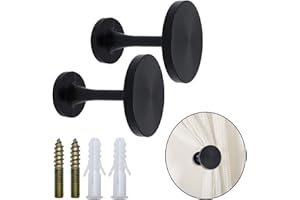 Shonmogar Curtain Tiebacks 2 Pack Curtain Holdbacks Zinc Alloy Curtain Tiebacks Wall Mounted with Screws, Decorative Curtain Holders for Drapes Stylish Black Curtain Tieback Hooks for Home Office