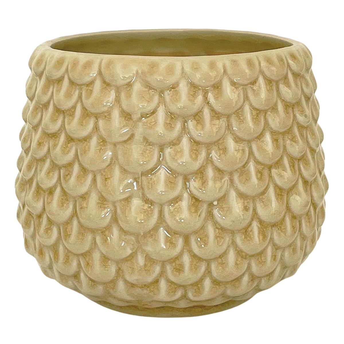 Nordring Ceramic Flower Pot Pino - colorful Planter, Pot for plants, sukkulents Size M (13,5 cm ø) Dia 5,25'' H 4,5'', Stoneware, ivory