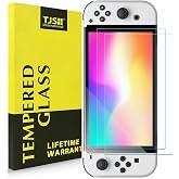 TJS 2 Pack Screen Protector for Nintendo Switch OLED Model 2021 7.0" Clear | Tempered Glass Screen Protector Works While Docking 0.3mm Thickness/Bubble Free/Ultra Clear/9H Hardness/ Anti-Fingerprint