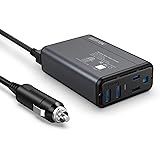 BESTEK 150W Power Inverter DC 12V to 110V AC Converter 4.2A Dual USB Car Adapter, Thinner Design with ETL Listed, Grey/Black