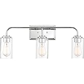 DESIGNERS FOUNTAIN 3-Lights Logan Vanity Light Fixture, 24.5 Inch Wall Mount Sconce for Bathroom, Bedroom or Mirror, Chrome, 