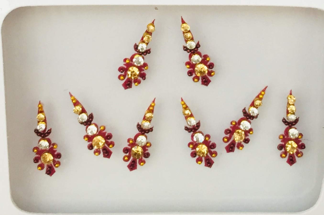 BBW11 Designer Red Gold Pearl Beading Silver Stone Peacock Bindi Tattoo Forehead Sticker Wedding Tikka Indian Fancy Party Face Gem Body Art Temporary Tattoo