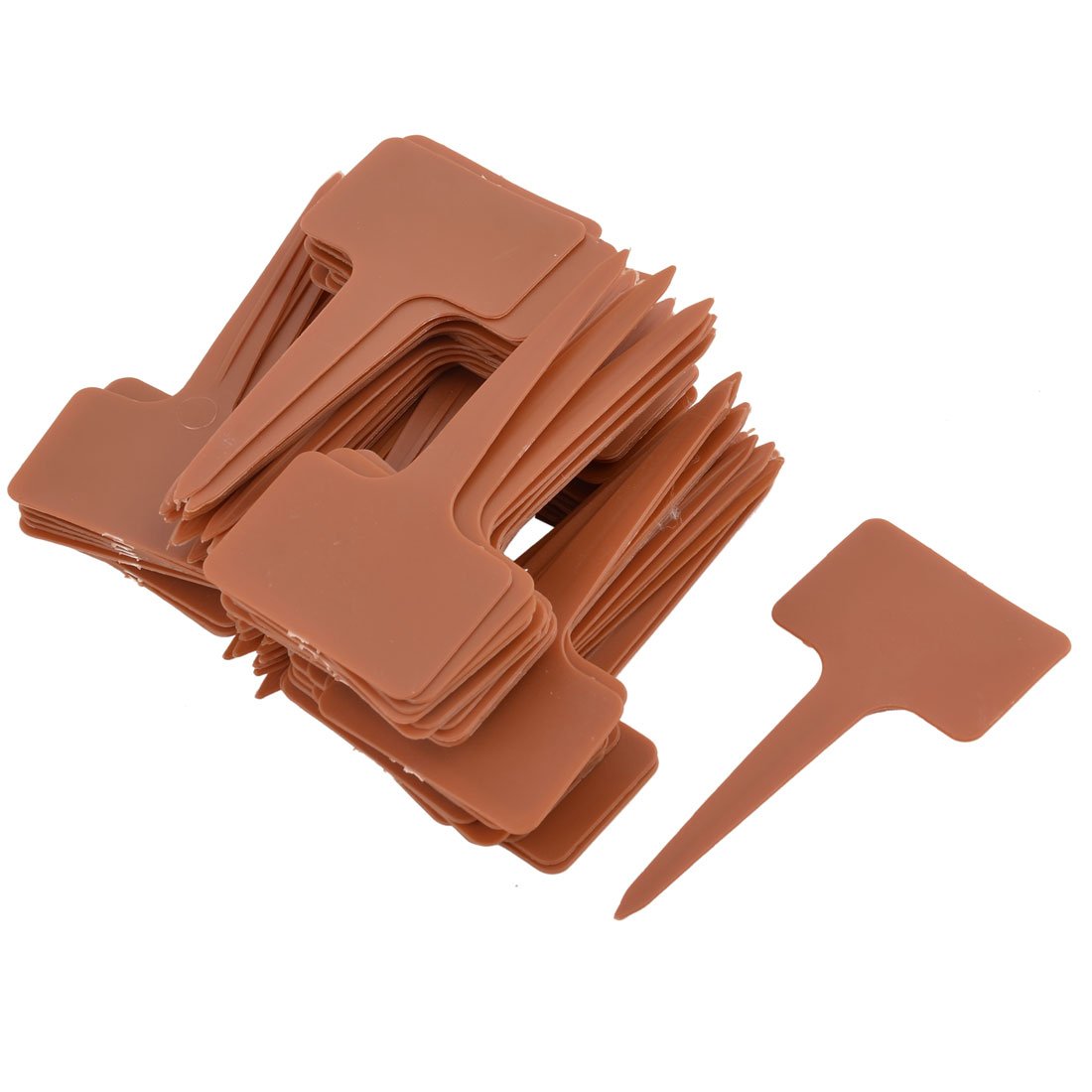 Sourcingmap Plastic Outdoor Garden T Shaped Seed Tag Label Marker Sign 100pcs Brown