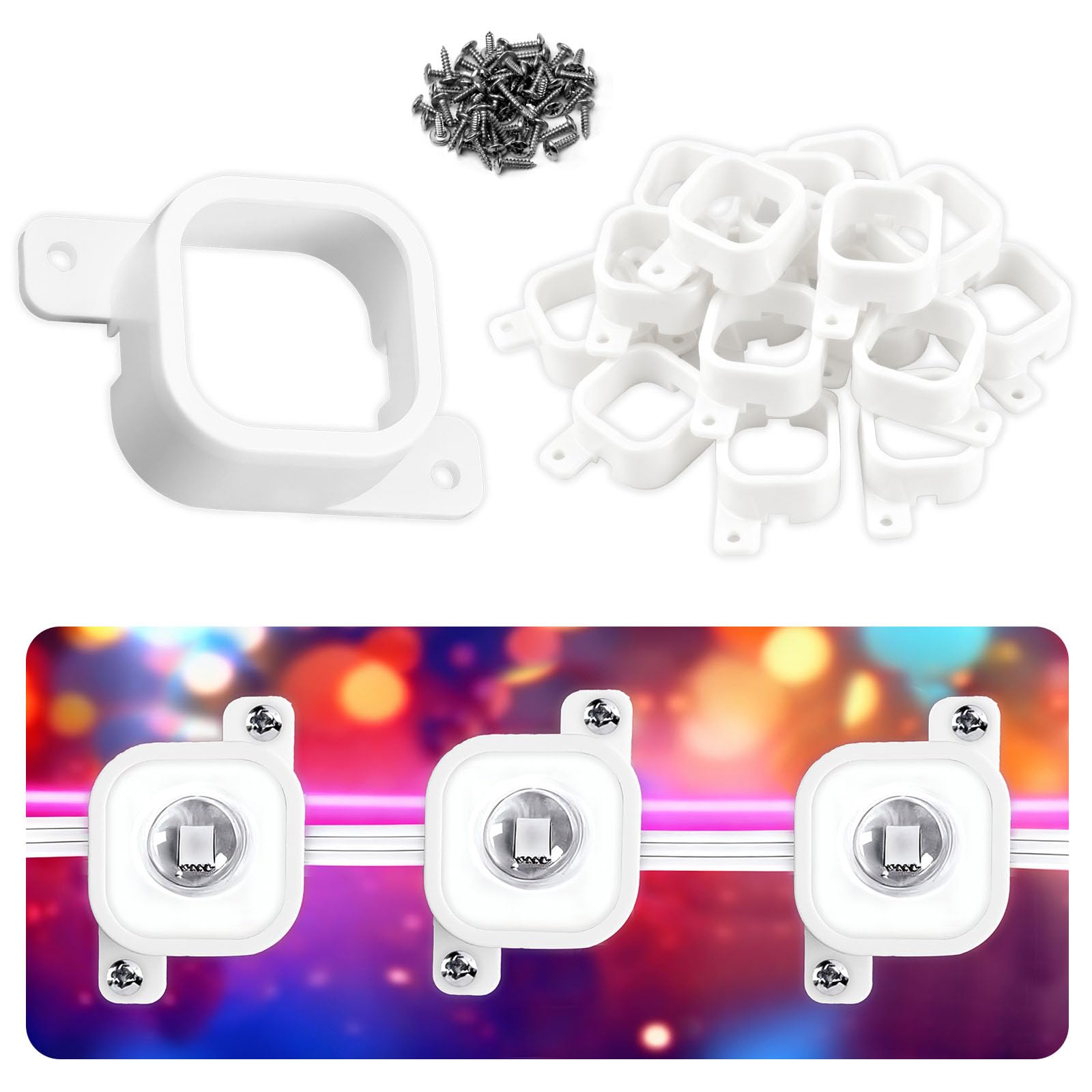 Photo 1 of 20 Pcs White Mounting Brackets, Light Clips W/Screws, Compatible with Govee Outdoor Lights H706, fits Govee Pro Permanent Outdoor Lights Extension, for Various Surfaces like Wood, Soffit, Eave, etc