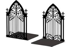 Peacoblue Metal Bookends for Shelves, Modern Decorative Heavy Duty Study Book Support Stoppers for Office, Desk, Shelf, Room 5.3"x4.3"x7.3" Cast Iron Simple Tall Bookends, 1 Pair (Gothic Gate)