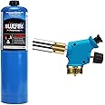 BLUEFIRE Handy Cyclone Torch Kit with Propane Cylinder Push Button Trigger Start Nozzle Head Fuel by Propane MAPP MAP PRO Gas Welding Soldering Brazing Cooking Glass Beads DIY
