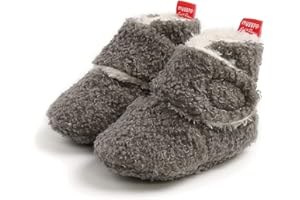 AKINGIO Baby Boys Girls Booties Non Skid Soft Sock Cotton Boots Infant Slippers Newborn First Walker Warm Crib Shoes