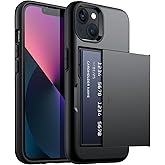 JETech Wallet Case for iPhone 13 6.1-Inch with Card Holder, Dual Layer Shockproof Protective Phone Cover, Sliding Hidden Slot (Black)