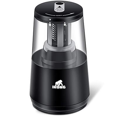 IKONG Electric Pencil Sharpener Heavy-Duty, Auto-Stop Battery Operated Pencil Sharpener for No.2 and Colored Pencils (6-8mm), Colored Electric Pencil Sharpener for Kids, School and Teacher Supplies