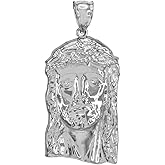 Claddagh .925 Sterling Silver Large 1.5 Inch Jesus Piece Pendant for Men with Crown of Thorns