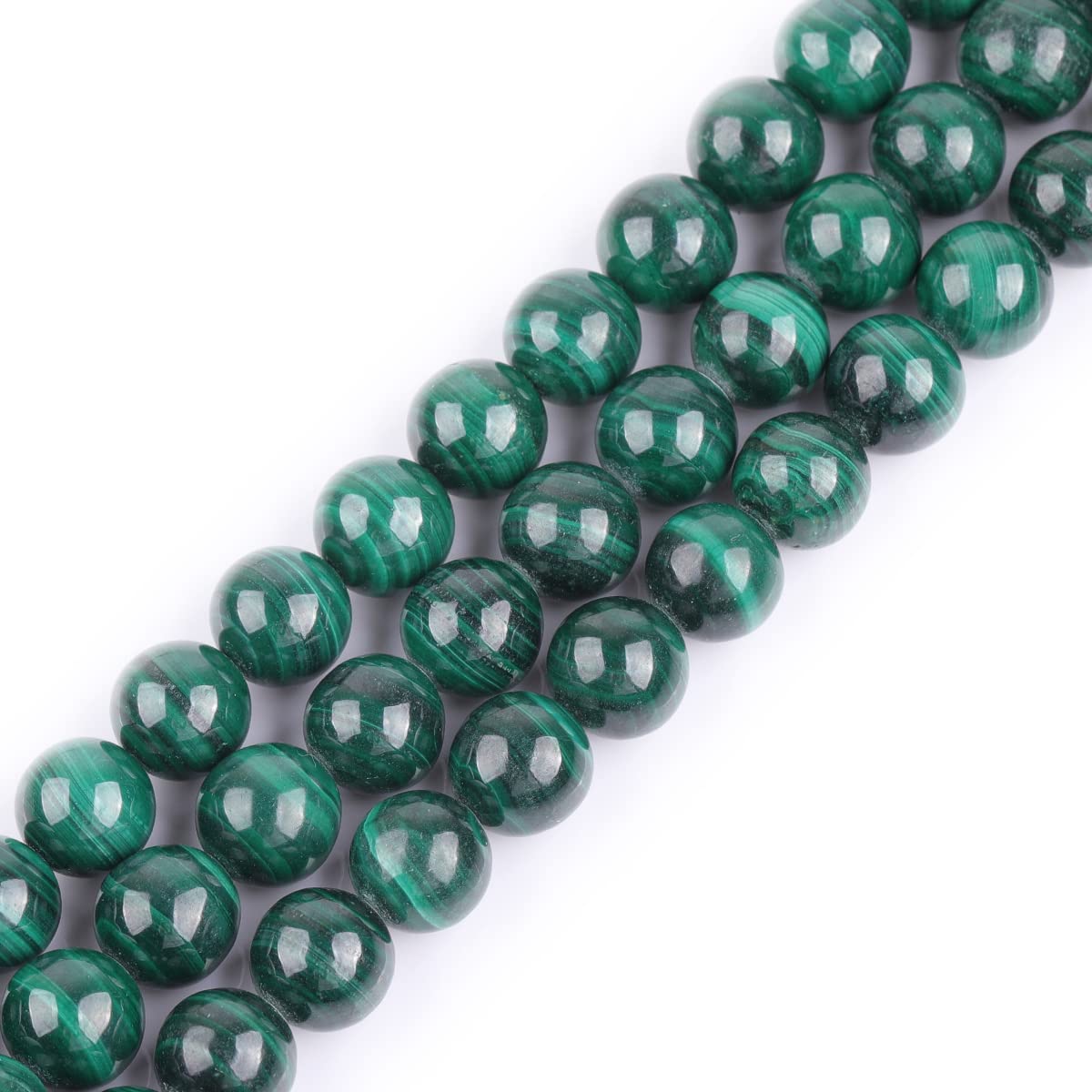 Sweet & Happy Girl's Store 10mm Round Gemstone Natural Malachite Grade A Beads Strand 15 Inch Jewellery Making Beads
