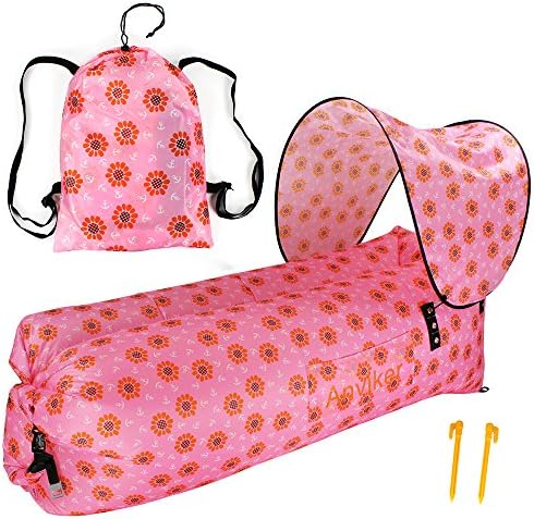 Inflatable Lounger,Anviker Waterproof Portable Sleep Lounge Couch with Mini Sun Canopy for Camping Hiking Beach BBQ Fishing Camping Picnics &amp; Music Festivals