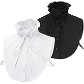 XEPST 2 Pieces Womens Fake Collar Detachable, Half Shirts Blouse Collar Removable Stand Collar Blouse Top False Shirt Collar Dickey Collars Detachable Collars for Women Girls Decorative Favors, Ruffle