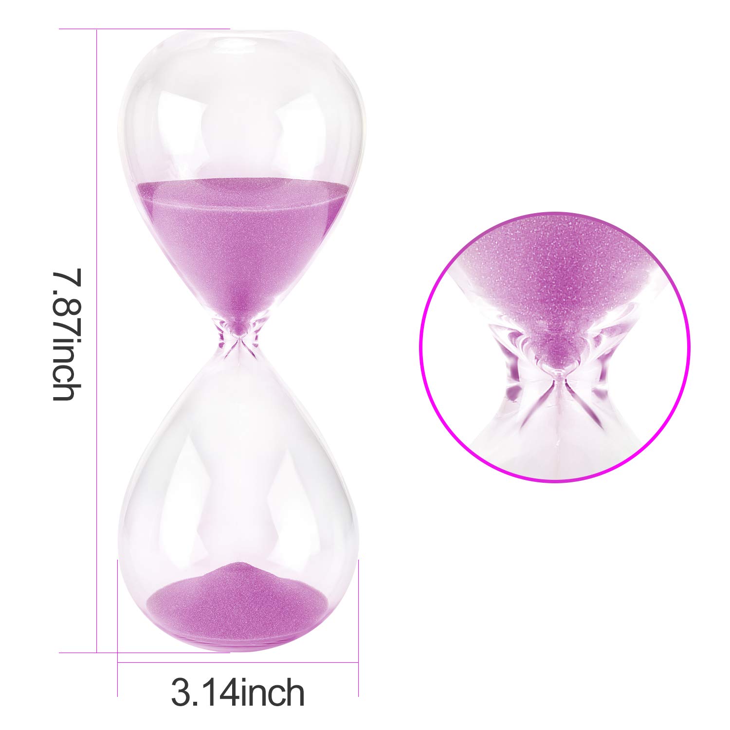 Hourglass Sand Timer, 7.8 INCH Glass Sandglass Hourglass Timer 30 Minutes for Home Office Desk Coffee Table Decor Holiday Gift