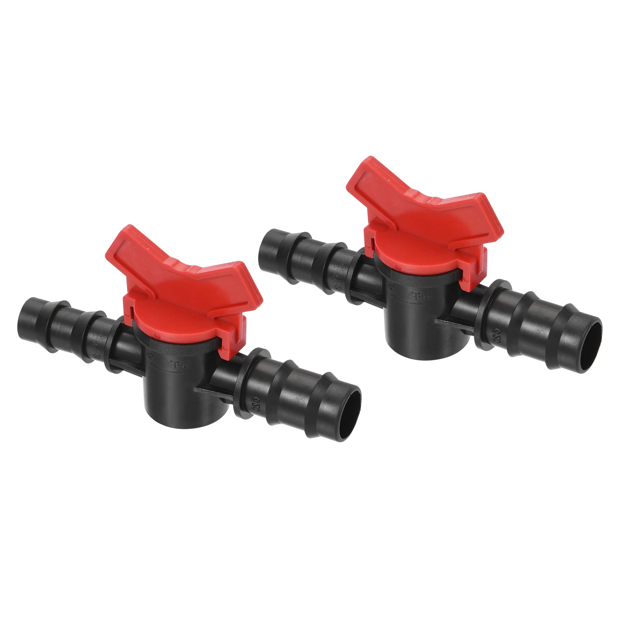 M METERXITY 2 Pack Barbed Ball Valve - Barb Connector Ball Valve Shut Off Switch Apply to Drip Irrigation and Aquariums (19 x 16mm, Black Red) — image 1