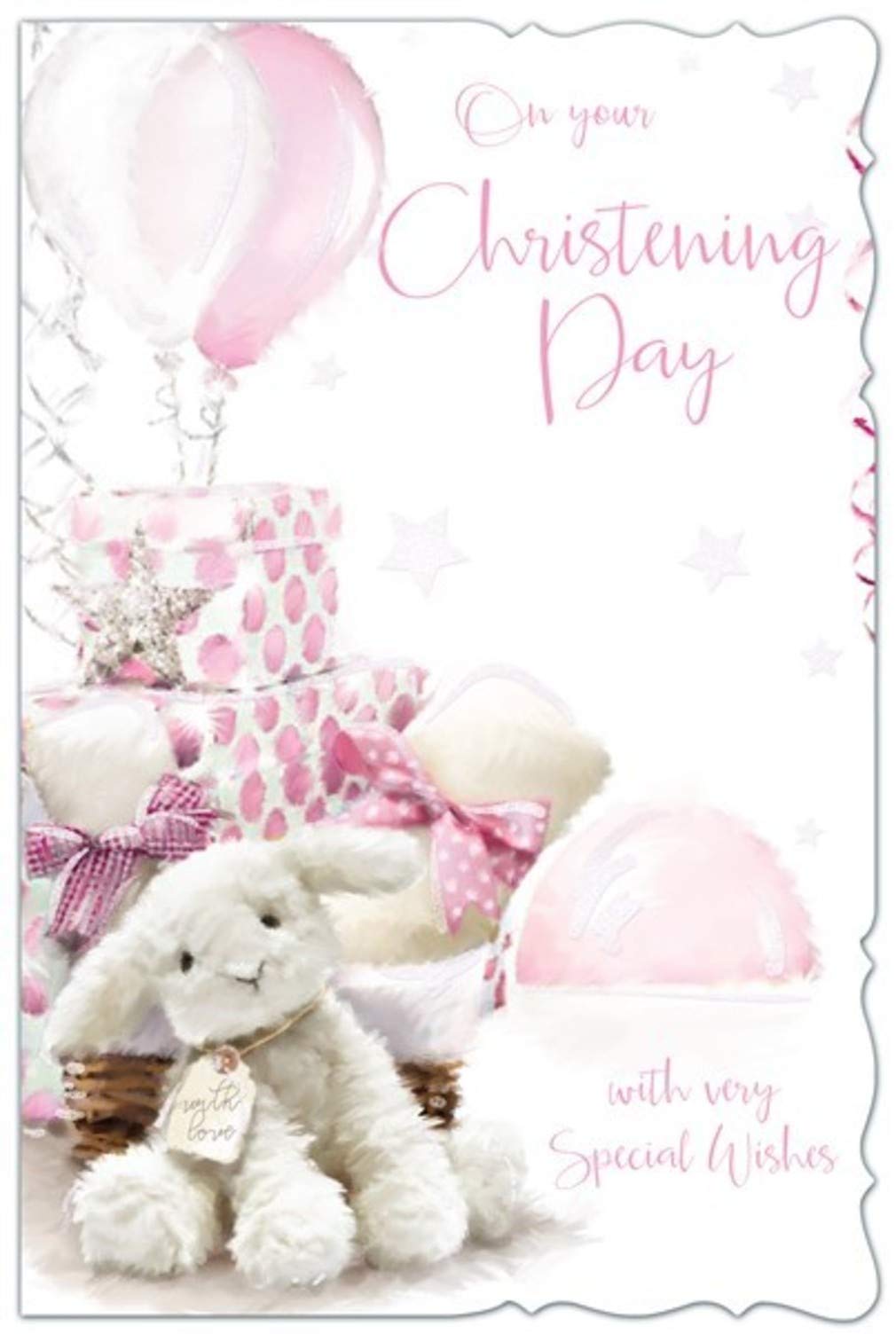 Baby Girl Christening Day Large Greeting Card 17 x 24 cm with Very Special Wishes