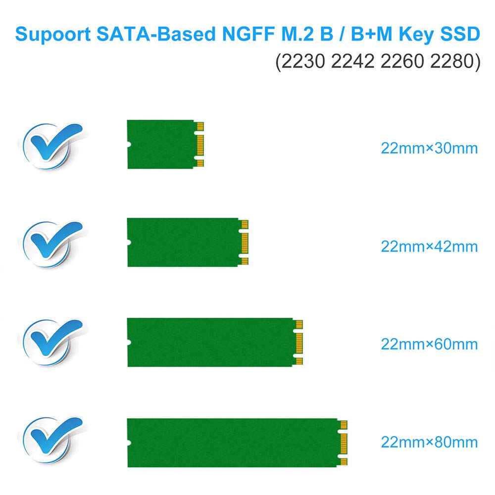 ELUTENG M.2 SATA/NGFF to USB Adapter (Not for NVME/PCIE SSD) B Key and B&M Key SSD to USB 3.0 Reader Card Compatible for M.2 SATA NGFF USB Drive Coverter Adapter 5Gbps