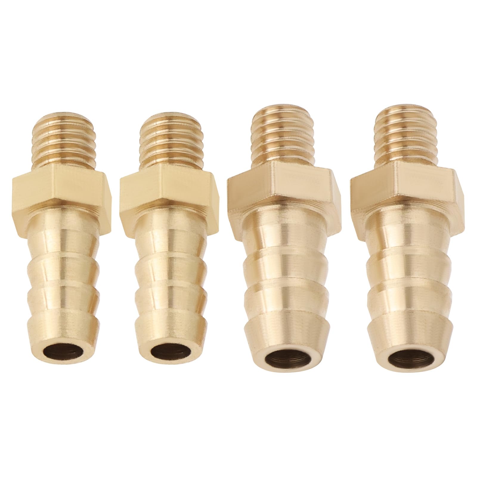 LT Easiyl 4PCS Brass Barb Hose Tail Connector Metric M5x0.8-5mm and M5x0.8-6mm for Pond Pool Hose Pipe Adapters Hose Barb Tail Connector Male Thread Pipe Fitting Gold