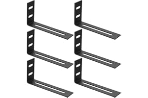 SYBDXJ 6 Pcs Adjustable Right Angle Brackets, Metal L Brackets for Wood, Black L Brackets for Shelves with 3 Slots, L-shape Corner Braces, Mounting Support Brackets for Fixing Furniture, 4-1/8x2-1/8x1"