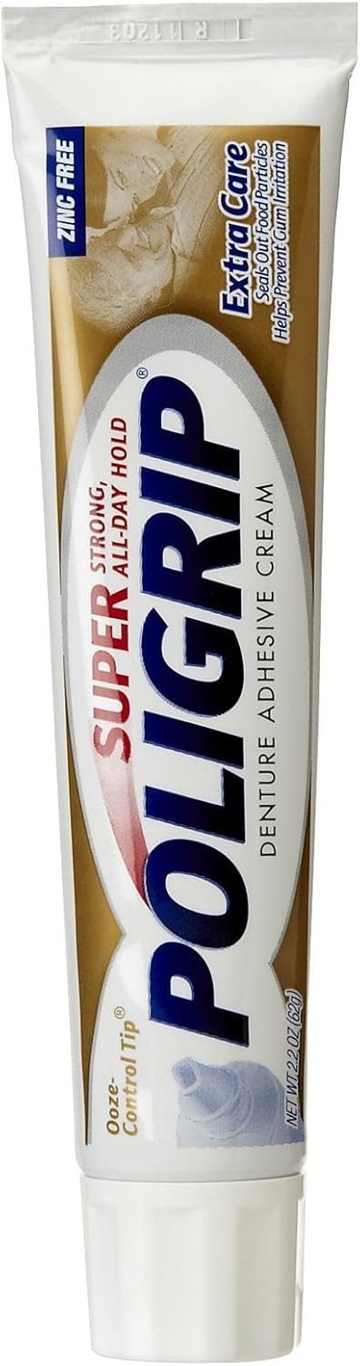 Super Poligrip Extra Care Denture Adhesive Cream with Poliseal - 2.2 oz - 2 pk: Health & Personal Care