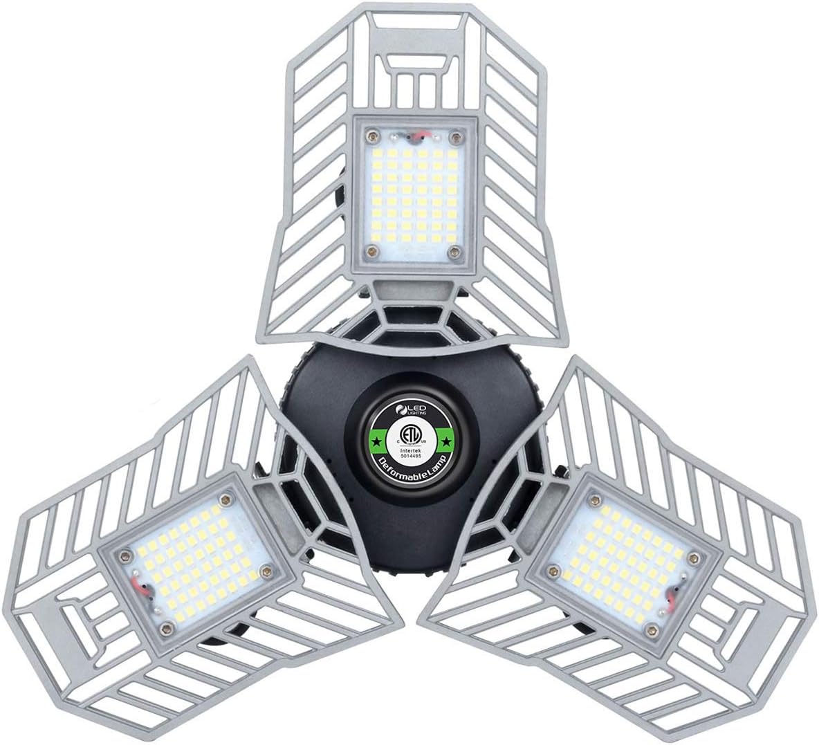 Garage Lights Led Deformable Garage Light Ceiling LED 60W 6000Lumen Flexled Garage Light Tribrite Led Adjustable Light with 3 Panel Led Shop Lights for Garage Ceiling Basement Workshop - - 