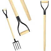 2 Pcs Shovel Handle Replacement, Wooden Shovel Handle with D Grip, 30 Inch | Fits Pitchfork Spade Fork Hoe Rake, Natural Hardwood Construction, Ergonomic D Grip, Durable Tool Handles, Easy Installation