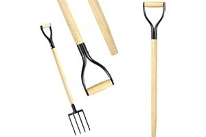 Memorywuu 1 Pcs Pitchfork Spading Handle Replacement 30 Inch Wooden Shovel Handle Replacement D Shaped Pitch Fork Handles Tool Accessories for Shovel Scoop Hoe Rake Garden Digging
