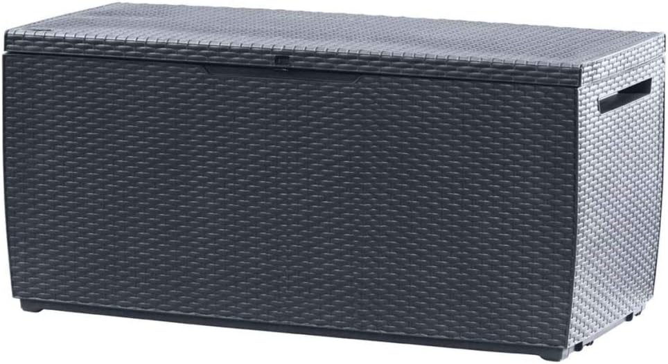 Keter Capri Grey Outdoor Storage Box 123cm Garden Seat Rattan Look 305L