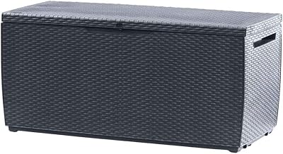Keter Capri Grey Outdoor Storage Box 123cm Garden Seat Rattan Look 305L