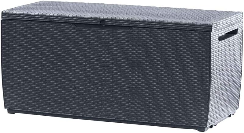 Keter Capri Grey Outdoor Storage Box 123cm Garden Seat Rattan Look 305L