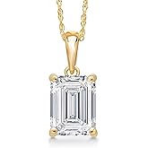 Gem Stone King 2.00 Ct Emerald Cut 14K Yellow Gold IGI Certified Lab Grown Diamond Pendant Necklace | E-F Color | VS1-VS2 Clarity | Gold Necklace For Women | With 18 Inch Gold Chain