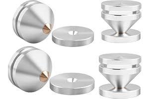 YYTCG Isolation Feet for Turntable and Subwoofer, Aluminum Copper Alloy Anti-Vibration Spikes with Diffraction Groove, 4-Pack (Silver)