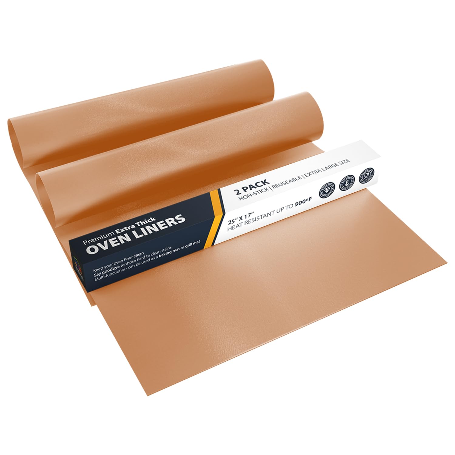 Photo 1 of Oven Liners for Bottom of Oven - 2 Pack Large Heavy Duty Mats, 17”x25” Non-Stick Reusable Liner for Electric, Gas, Toasters, Grills - BPA & PFOA Free Kitchen Accessory to Keep It Clean (Copper)