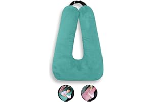 BSROLUNA Travel Pillow Car Sleeping Long Journeys Pillows for The Back seat Adults and Children on Head Support and Body Support U-Shaped Pillows(Lake Green)