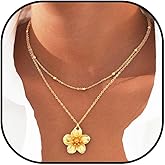 ACEDRE Gold Flower Necklace Layered Dainty Floral Pendant Necklaces Chain Accessories for Women