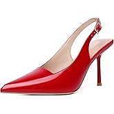 RIBONGZ Sexy Slingback Pumps Elegant Dressy Heels for Women Closed Toe Pointy High Heels Wedding Bride Prom Party Evening Shoes