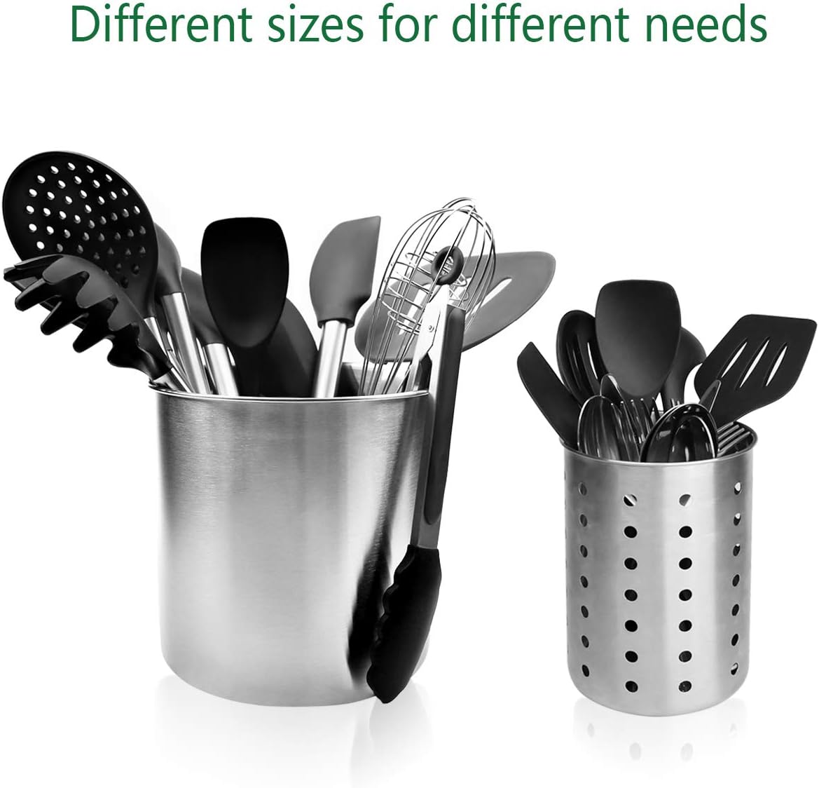 Kitchen Utensil Holder, ENLOY Stainless Steel Rust Proof Kitchen Utensils Holder Organizer for Forks, Spoons, Knives, Kitchenware, Dishwasher Safe, Set of 2: Home Improvement