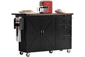 Ceecysaa Kitchen Island with Storage,Portable Kitchen Island on Wheels with Drop Leaf,Power Outlet,Drawers,Towel Rack and Spi